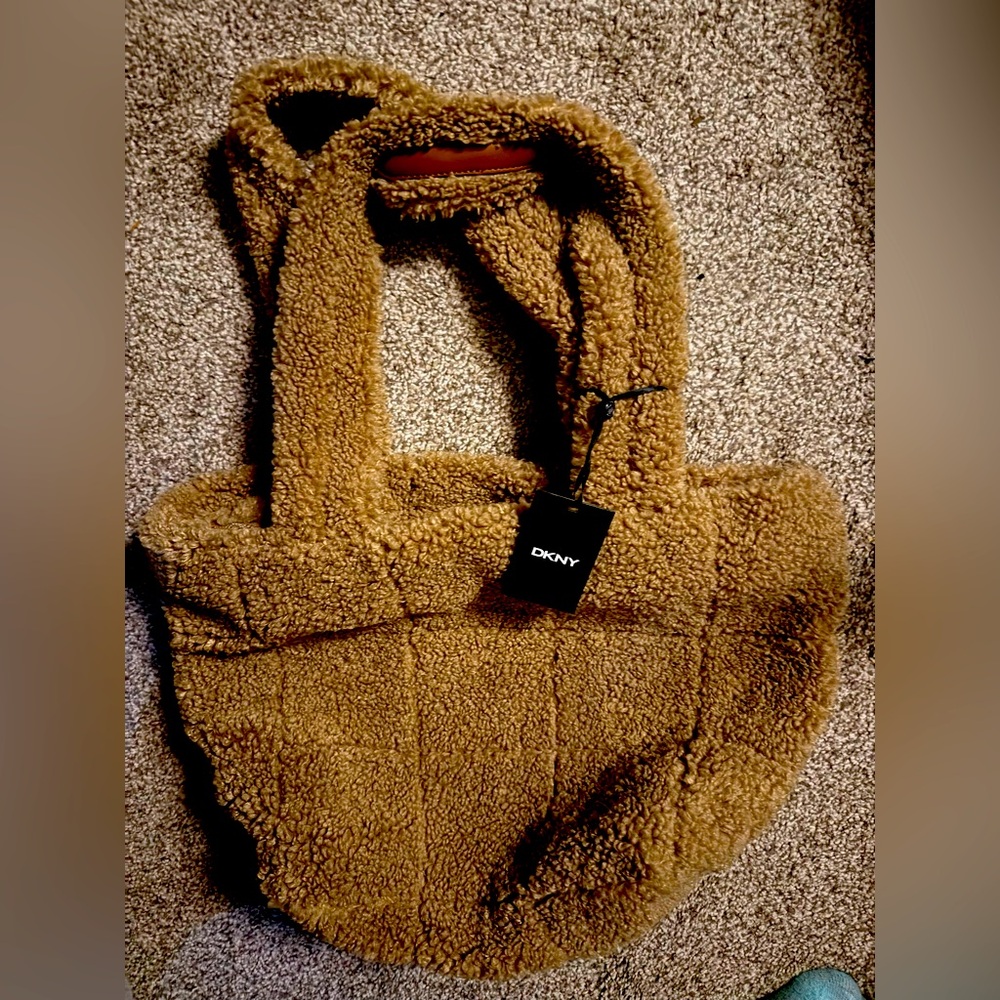 DKNY faux fur fuzzy tote bag. Brand New!